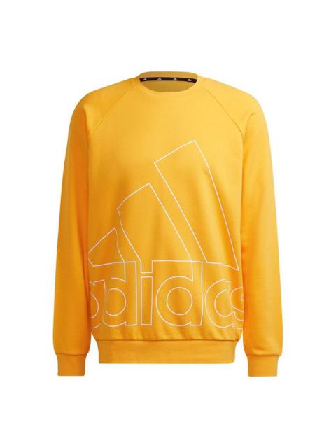 Men's adidas Big Lo Swt Ft Logo Printing Casual Sports Round Neck Yellow HB5088