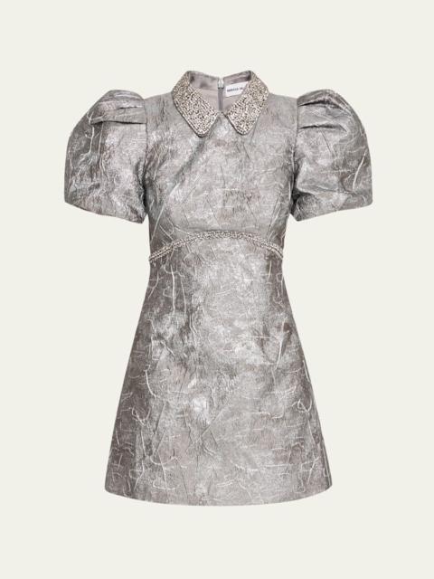 REBECCA VALLANCE Sterling Diamante Metallic Jacquard Mini Dress