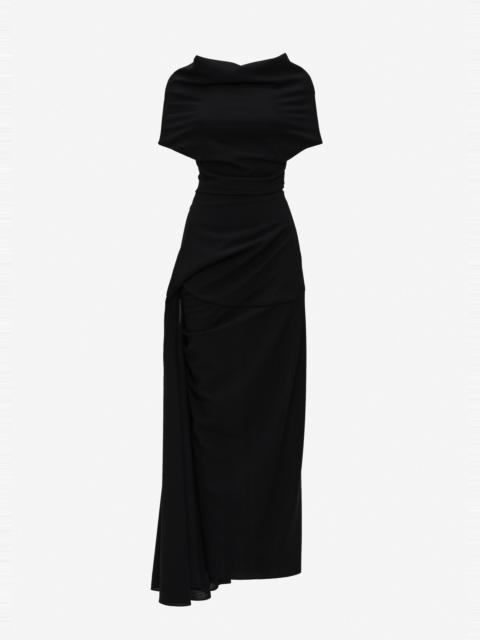 MAGDA BUTRYM Draped cowl-neck wool dress in black