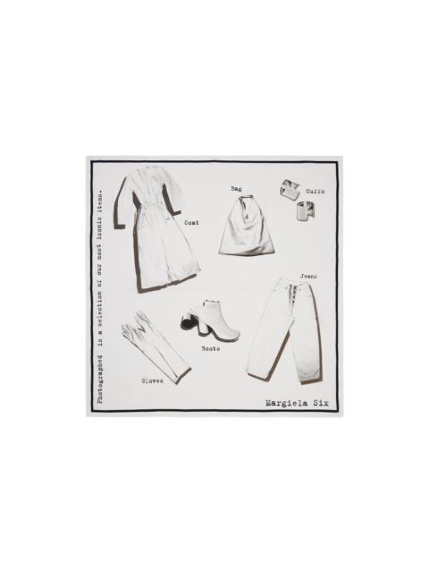 MM6 Maison Margiela White Printed Foulard Scarf
