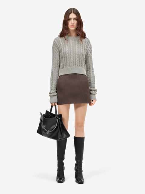 Alexander McQueen Women's Metallic Cable Knit Jumper in Silver