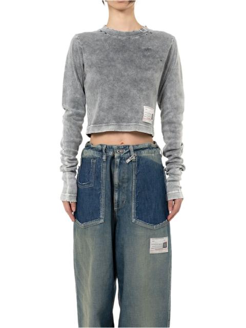 Maison MIHARAYASUHIRO Bleached Cropped Long Sleeve T-shirt
