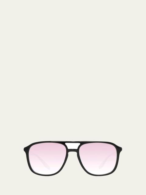 BARTON PERREIRA Men's Double-Bridge Acetate Aviator Sunglasses