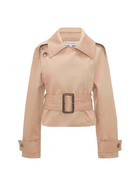 cropped cotton trench jacket