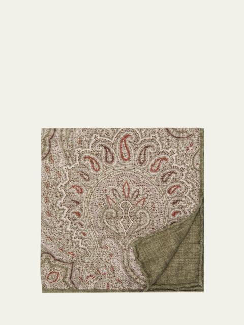 Brunello Cucinelli Men's Silk Paisley-Print Pocket Square