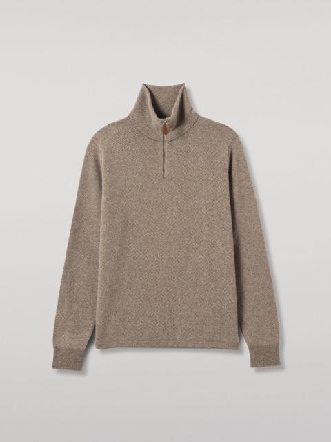 Johnstons of Elgin Tweel Brown Cashmere Half Zip Jumper