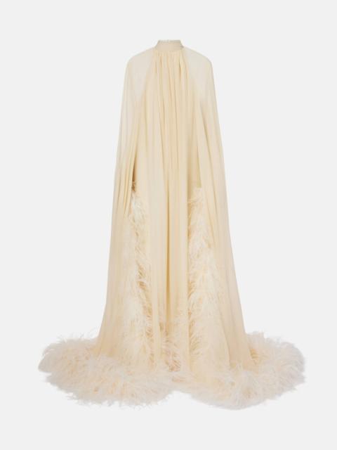 Taller Marmo Feather-trimmed silk gown