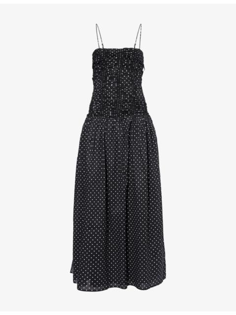 FAITHFULL Mira Polka-Dot Cotton Maxi Dress