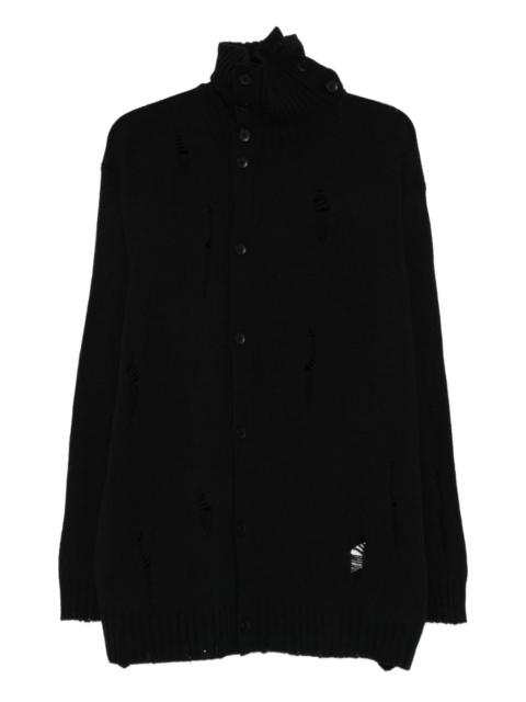 Yohji Yamamoto distressed-effect wool cardigan