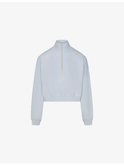 SKIMS Drapey French Terry Half-Zip Cotton-Jersey Sweatshirt
