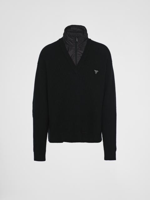 Prada Cashmere and Re-Nylon hoodie jacket