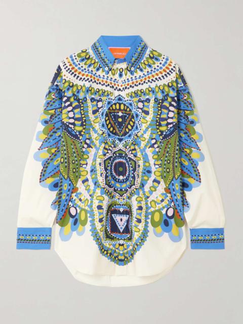 La DoubleJ Better Than Your Boyfriend's printed cotton-poplin shirt Navy