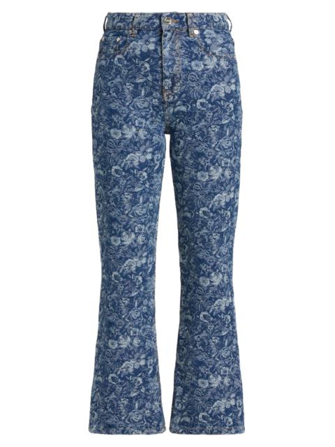 GANNI Women's Betzy Tapestry Floral Crop Jeans - Mid Blue Stone
