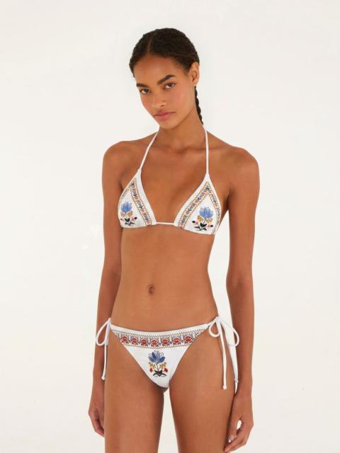 FARM RIO Off-White Stitched Garden Tie Side Bikini Bottom