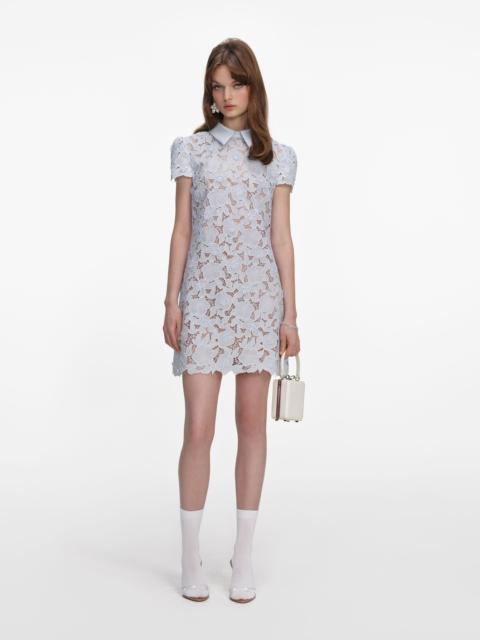 self-portrait Blue Guipure Lace Mini Dress