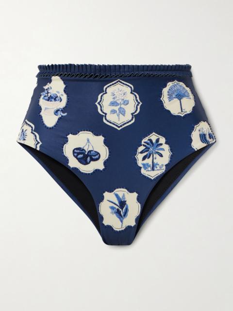Agua by Agua Bendita Nopal Wild embellished printed recycled bikini briefs Navy