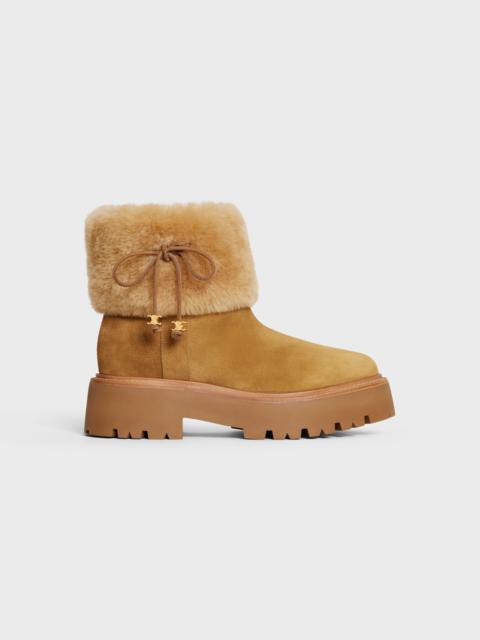 CELINE BULKY CROPPED BOOT WITH TRIOMPHE TASSELS in SUEDE CALFSKIN AND SHEARLING