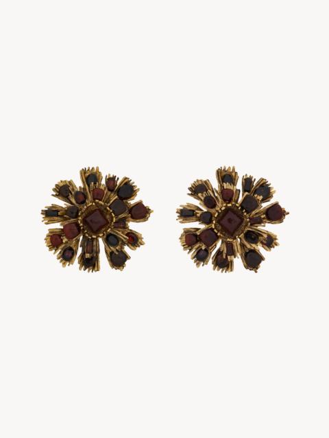 SAINT LAURENT SUNBURST EARRINGS IN RESIN AND GLASS
