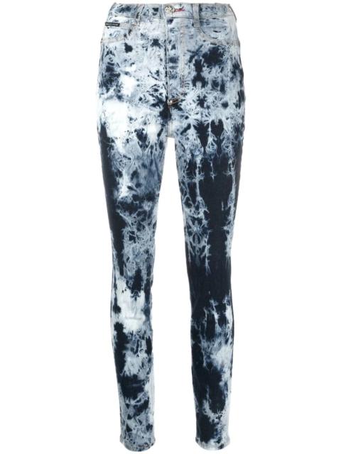PHILIPP PLEIN bleached high-waisted skinny jeans