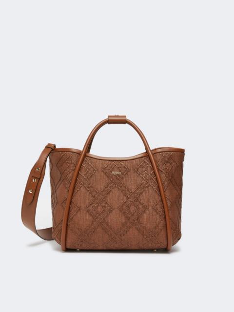 Max Mara MARINES Small Marine bag in diamond-patterned basketweave - AMBER BROWN