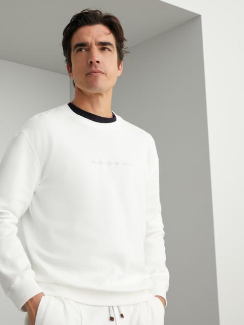 Brunello Cucinelli Techno cotton French terry sweatshirt with embroidery
