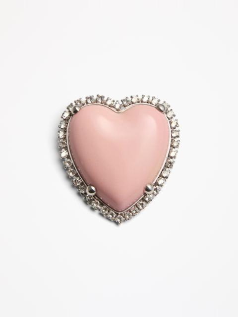 Valentino COEUR HYPERBOLE BROOCH IN METAL, RESIN AND SWAROVSKI® CRYSTALS