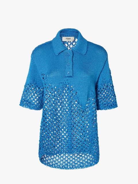 FENDI Sweater Light blue macramé silk sweater