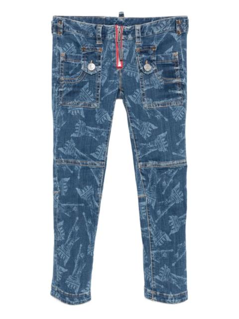 DSQUARED2 Statue of Liberty printed skinny jeans