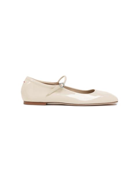 Aeyde Uma Patent Leather Mary Jane Flats ivory