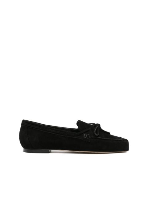 bow-detail suede loafers