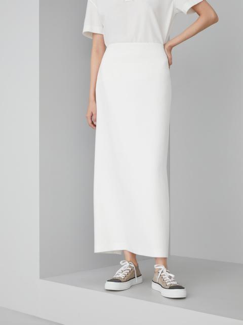 Brunello Cucinelli Crêpe cotton double twill column skirt
