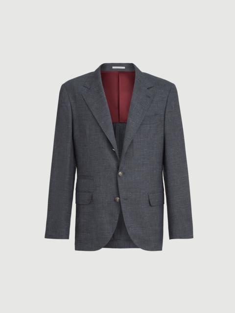 Brunello Cucinelli Wool, silk and linen slubbed fresco deconstructed blazer with metal buttons