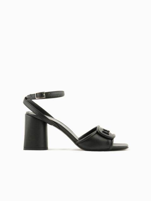 EMPORIO ARMANI Nappa-leather heeled sandals with EA logo