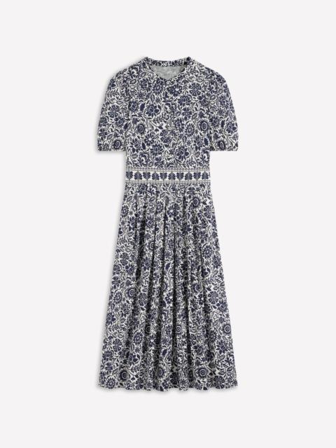 BODEN Amber Pleat Jersey Midi Dress-Navy, Meadow Scatter