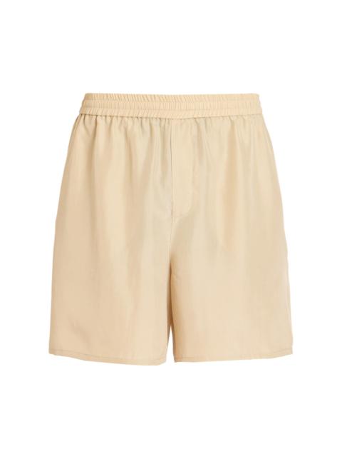 Balmain Men's Sun Embroidered Silk Pajama Shorts - Beige Clair Marron