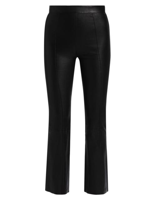 SPRWMN Women's Leather High-Rise Flared Crop Pants - Black