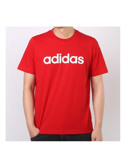 Men's adidas neo Alphabet Logo Short Sleeve Red T-Shirt GJ8943