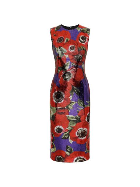 Dolce & Gabbana Anemone-print sequinned dress