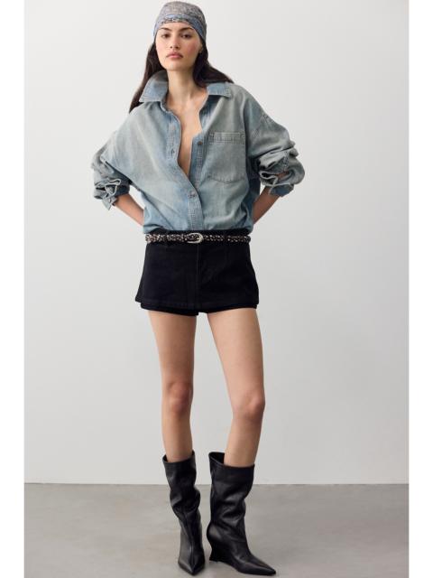 FREE PEOPLE We The Free Gallivanting Vegan Suede Peekaboo Skort