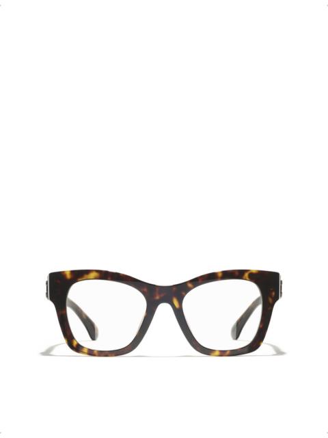 CHANEL CH3498 Square-Frame Tortoiseshell Acetate Optical Glasses