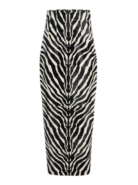 KHAITE Loxley Zebra-Printed Haircalf Maxi Skirt animal