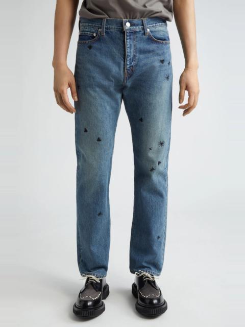 UNDERCOVER Bug Embroidered Straight Leg Jeans