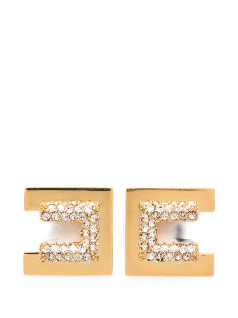ELISABETTA FRANCHI Elisabetta Franchi Crystal-embellished Logo-plaque Earrings