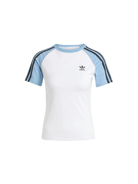 adidas adidas Women's AdiColor Three Stripes Raglan Slim T-shirt White/Ash Blue