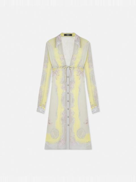VERSACE Cameo Silk Crêpe Midi Shirt Dress