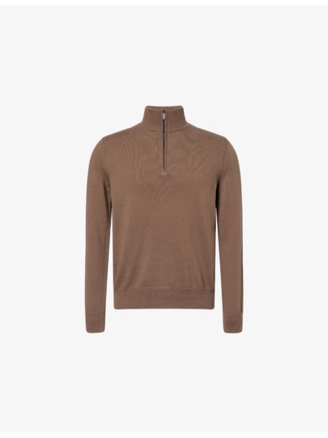 EMPORIO ARMANI Funnel-Neck Embroidered-Logo Cotton Jumper