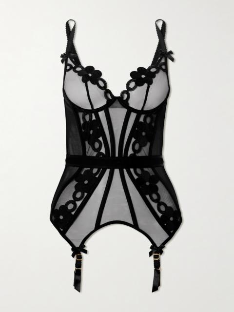 Agent Provocateur Daysi Bow-detailed Embroidered Tulle Bustier