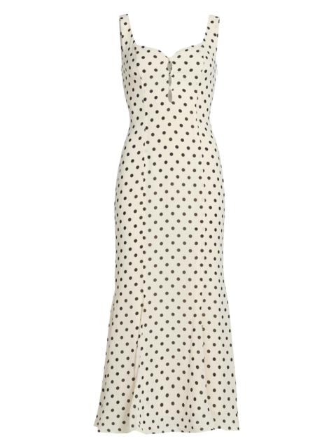 Reformation Women's Laine Polka Dot Midi-Dress - Portofino
