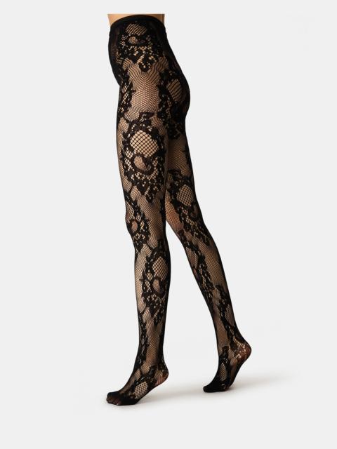STEVE MADDEN 2 PACK LARGE LACE OPENWORK TIGHTS BLACK