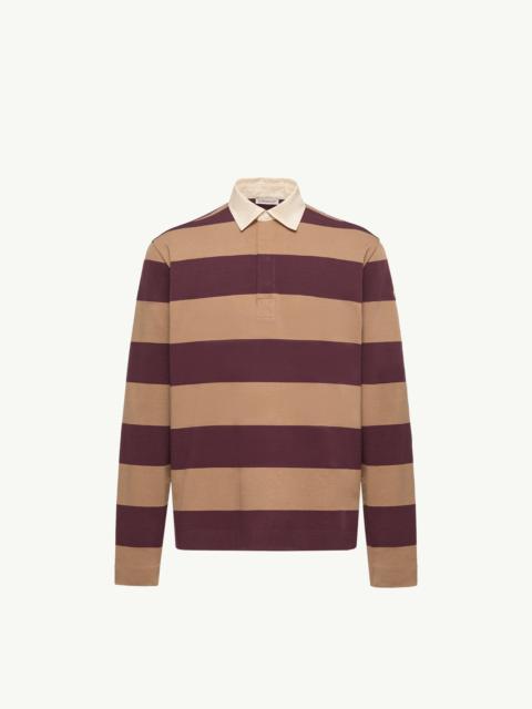 Moncler Striped Cotton Long Sleeve Polo Shirt